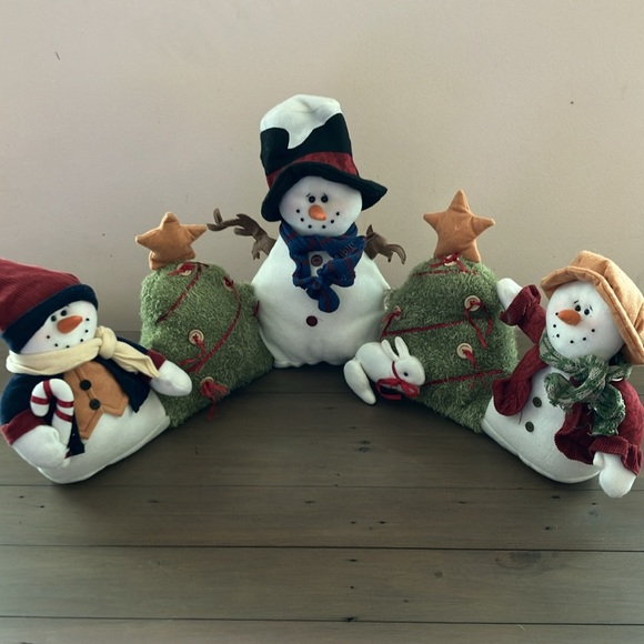 St. Nicholas Square Snowmen Doorstop Plush Christmas Trees - Picture 2 of 16